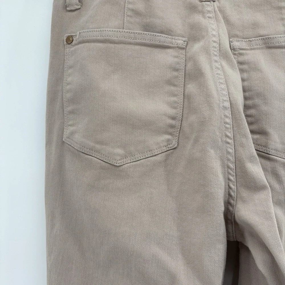 Judy Blue Jeans Womens 11/30 Beige Garment Dyed Wide Leg Crop High Waist Raw Hem